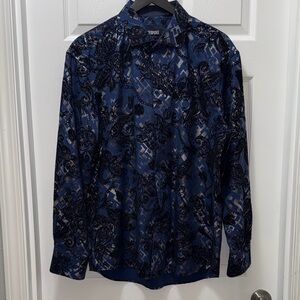 Bespoke Navy and Black Patterned Shirt